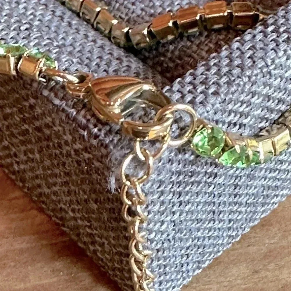 Green Peridot CZ 18K Gold Stainless Steel Tennis Bracelet August Birthstone - Picture 4 of 7